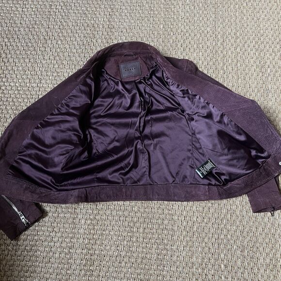 BLANK NYC Burgundy Suede Leather Moto Jacket Offset Zipper  SZ M 90s Grunge Y2K - Picture 4 of 12